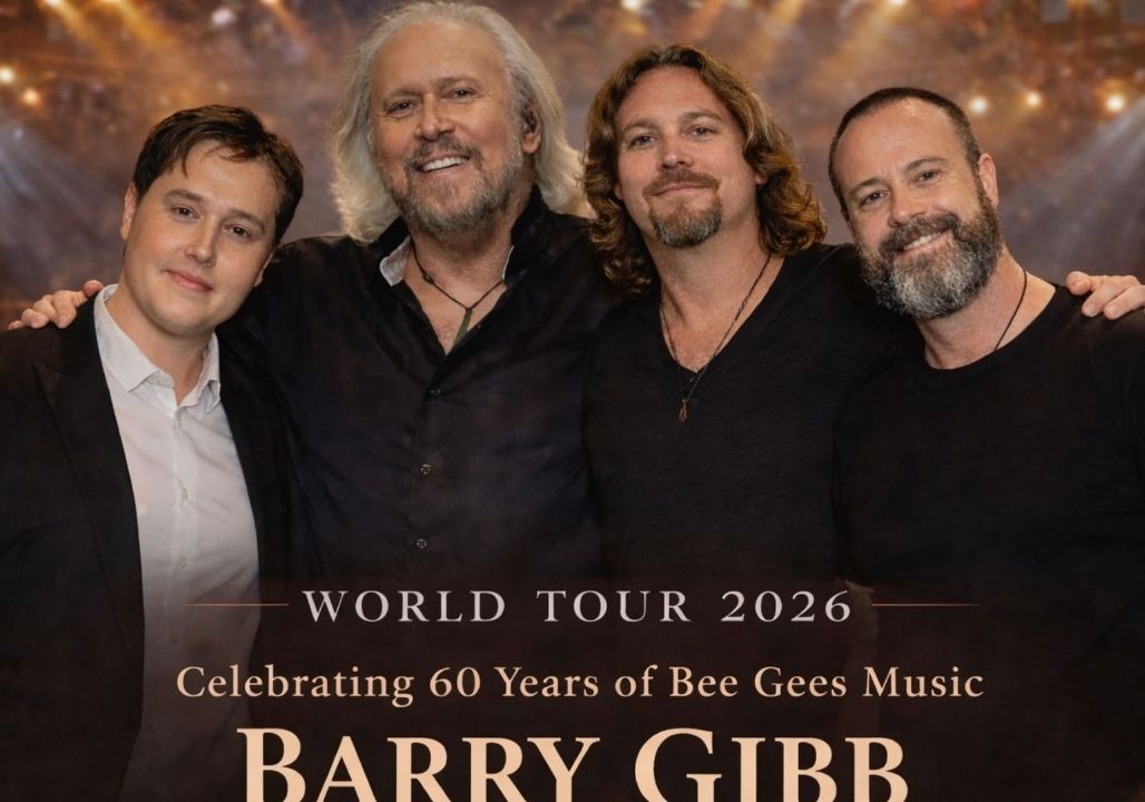 LONDON, UNITED KINGDOM — BARRY GIBB WITH ROBIN JOHN, STEVE & ASHLEY GIBB JUST ANNOUNCED A 2026 WORLD TOUR NO ONE SAW COMING